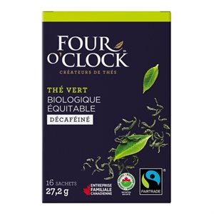 Four O'Clock thé vert déca bio / équit. (80 / bte)